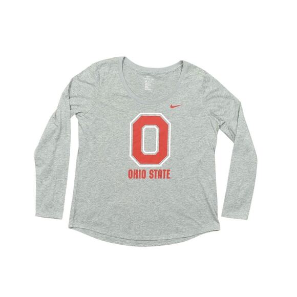 Nike Women's Gray Polyester Activewear T-Shirt XL Ohio State Athletic Cut - Picture 1 of 8